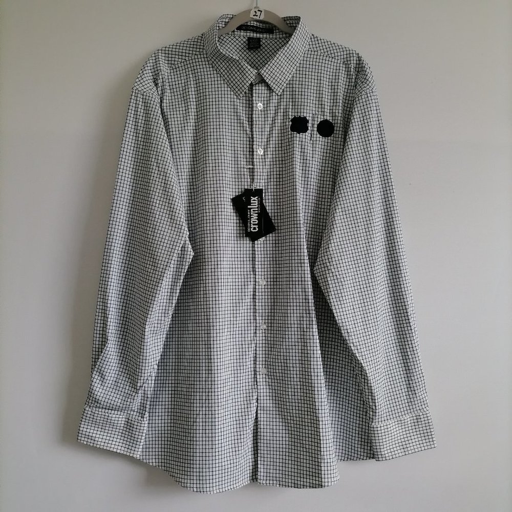 Devon&Jones Men's Navy Checkered Button Down Shirt Size 2XL New With Tag